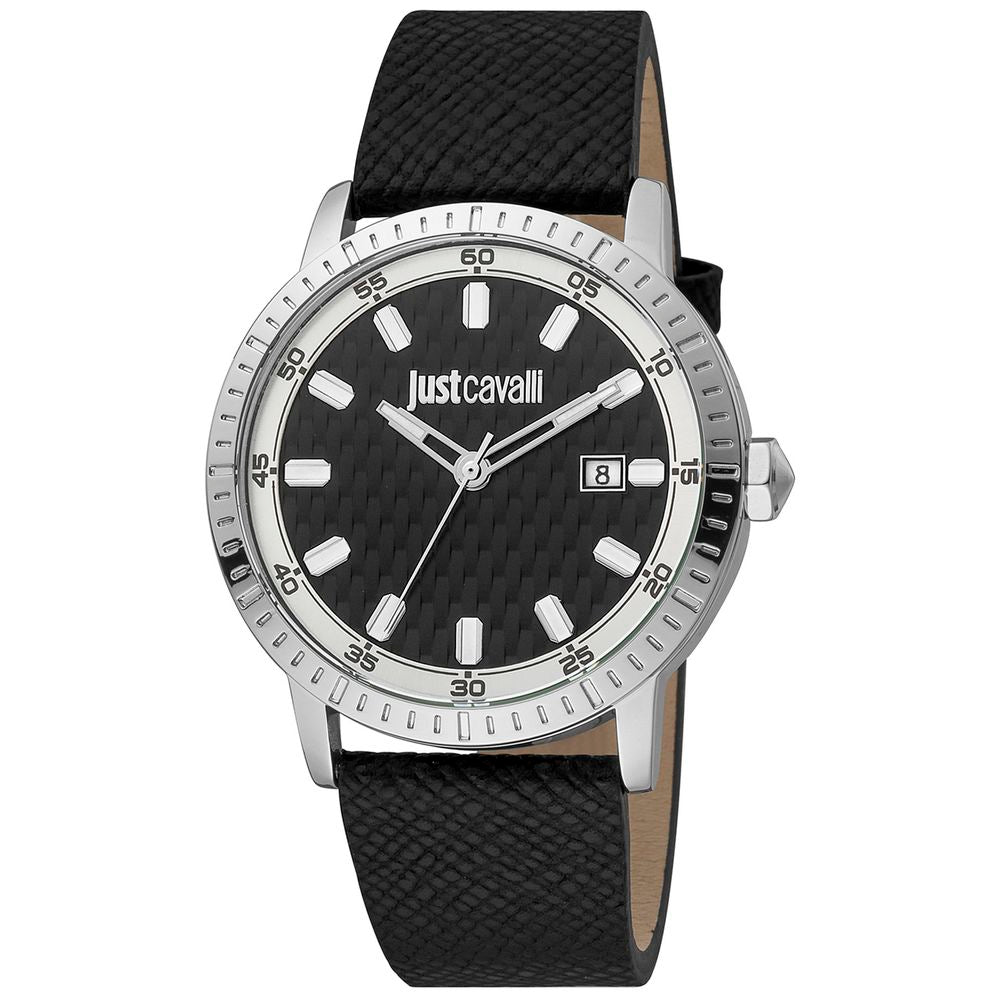 Black Leather Dress Watch