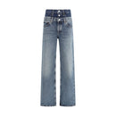 Blue Recycled Cotton Straight-Leg Jeans