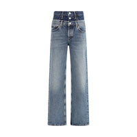 Blue Recycled Cotton Straight-Leg Jeans