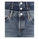 Blue Recycled Cotton Straight-Leg Jeans
