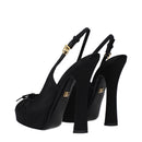 Black Satin High Heel Pumps
