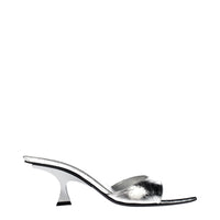 Gray Leather Flat Sandals