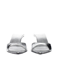 Gray Leather Flat Sandals