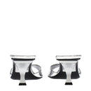 Gray Leather Flat Sandals