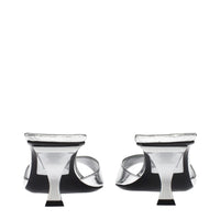 Gray Leather Flat Sandals