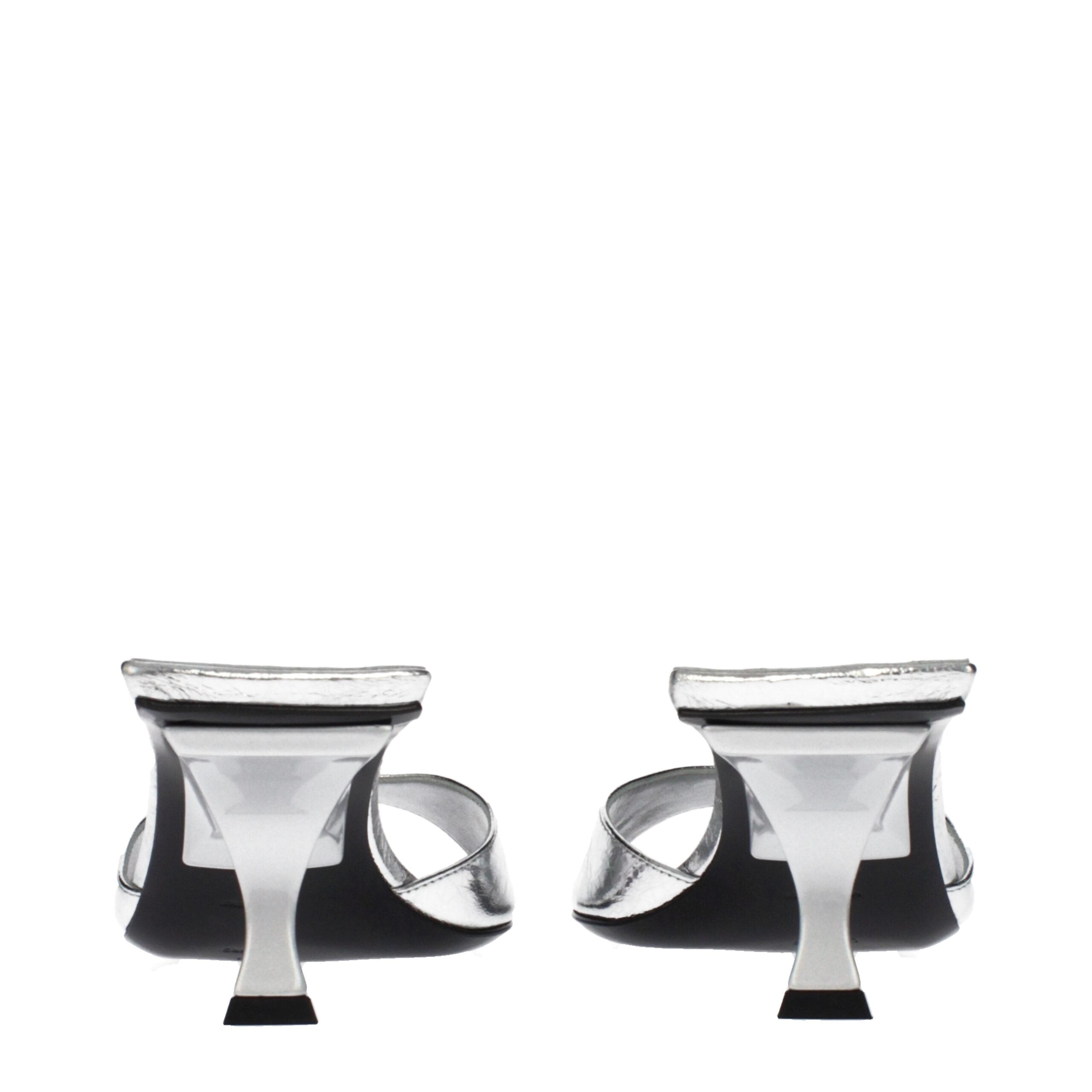 Gray Leather Flat Sandals