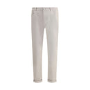 Beige Cotton Straight-Leg Jeans