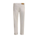 Beige Cotton Straight-Leg Jeans
