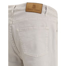Beige Cotton Straight-Leg Jeans