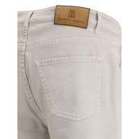 Beige Cotton Straight-Leg Jeans