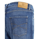 Blue Cotton Straight-Leg Jeans