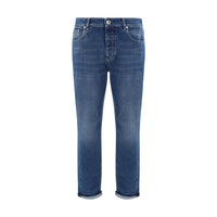 Blue Cotton Straight-Leg Jeans