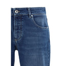 Blue Cotton Straight-Leg Jeans