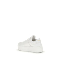 White Calf Leather Bos Taurus Platform Sneakers