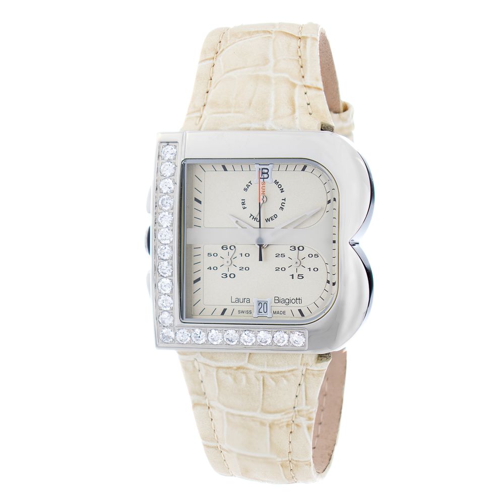 Beige Leather Dress Watch