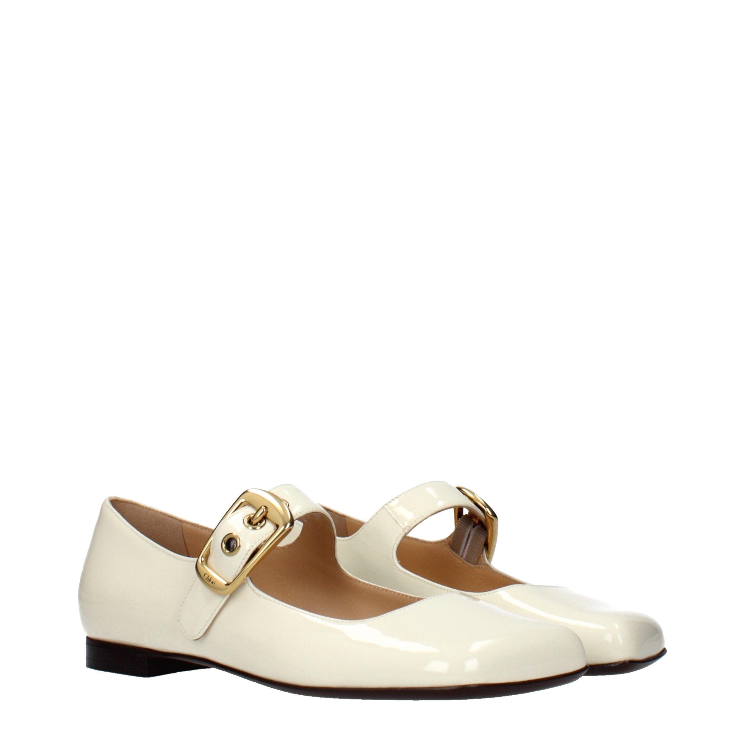 Beige Leather Ballet Flats